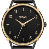 Nixon Arrow 블랙 다이얼 가죽 스트랩 쿼츠 A10913220 여성용 시계