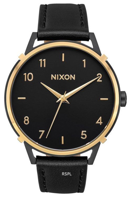 Nixon Arrow 블랙 다이얼 가죽 스트랩 쿼츠 A10913220 여성용 시계