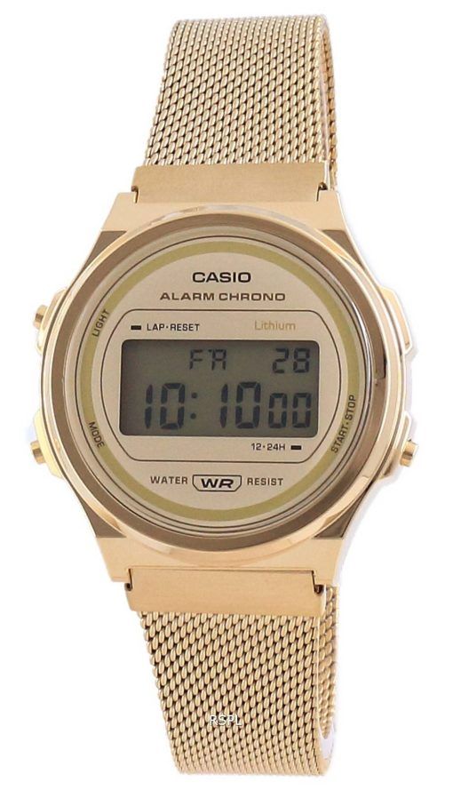 Casio Youth Vintage Gold Tone 스테인리스 스틸 디지털 A171WEMG-9A 남여 공용 시계