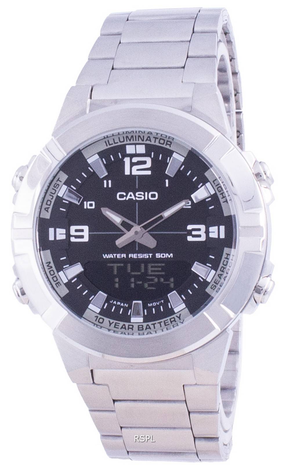 카시오 아날로그 디지털 월드 타임 스테인리스 스틸 AMW-870D-1A AMW870D-1 남성용 시계