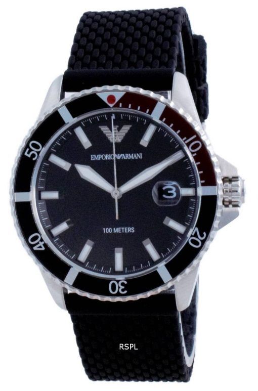 엠포리오 아르마니 검은 색 다이얼 Rubber 쿼츠 AR11341100M 남성용 시계