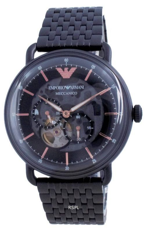 엠포리오 아르마니 에비에이터 블랙 다이얼 스테인레스 스틸 오토매틱 AR60025 남성용 시계