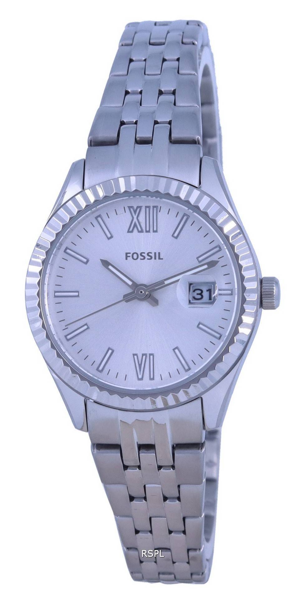 화석 스칼렛 마이크로 은 다이얼 스테인레스 스틸 쿼츠 ES4991 여성용 시계