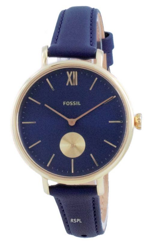 Fossil Kalya 블루 다이얼 가죽 쿼츠 ES5042 여성용 시계