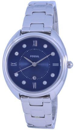 화석 개비 블루 다이얼 스테인레스 스틸 쿼츠 ES5087 여성용 시계