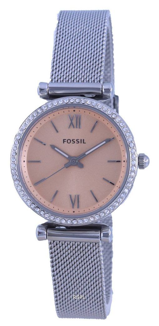 Fossil Carlie Mini Crystals Accents 핑크 다이얼 쿼츠 ES5088 여성용 시계