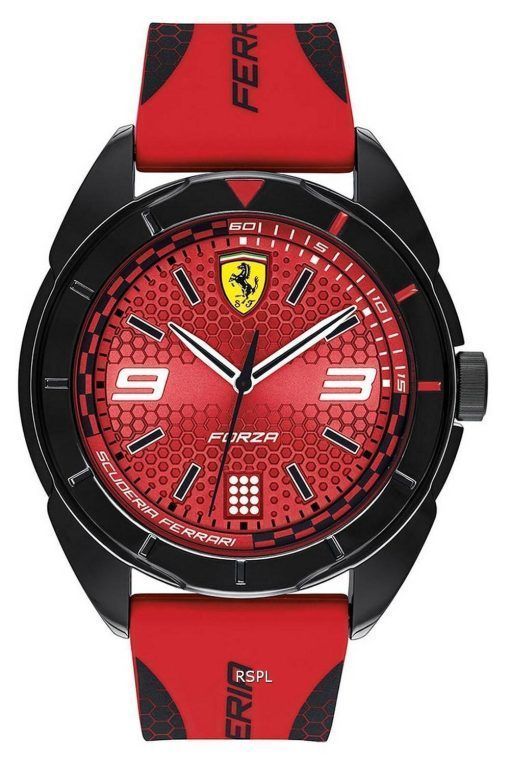 페라리 Scuderia Forza 레드 다이얼 실리콘 밴드 쿼츠 0830517 남성용 시계