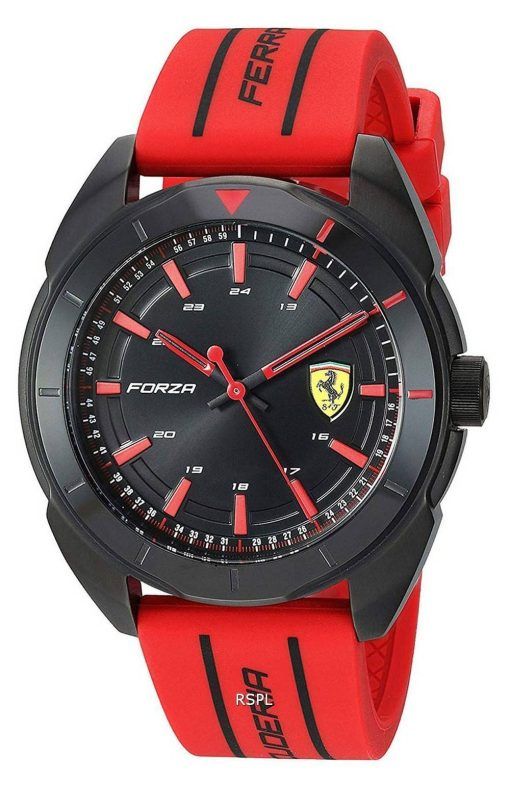 페라리 Scuderia Forza 블랙 다이얼 실리콘 밴드 쿼츠 0830544 남성용 시계