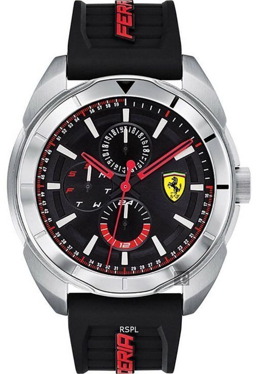 페라리 Scuderia Forza 블랙 다이얼 실리콘 밴드 쿼츠 0830546 남성용 시계