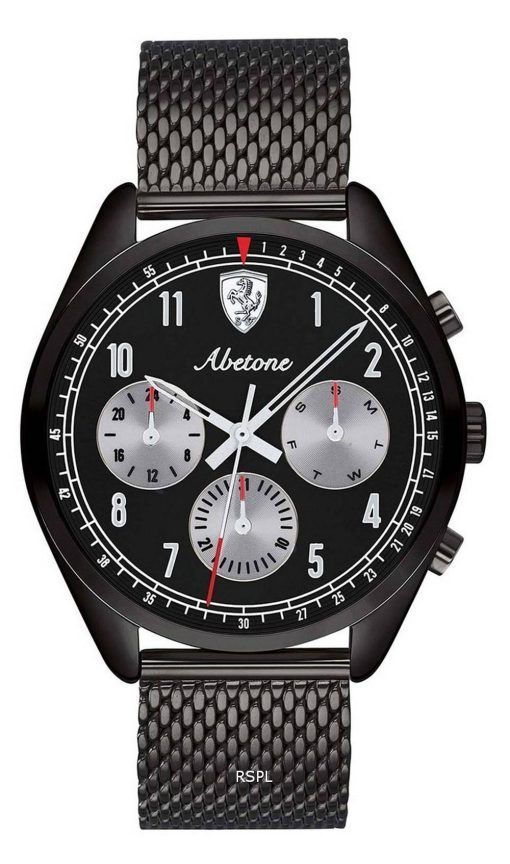 페라리 Scuderia Abetone 검은색 다이얼 스테인리스 스틸 쿼츠 0830573 남성용 시계