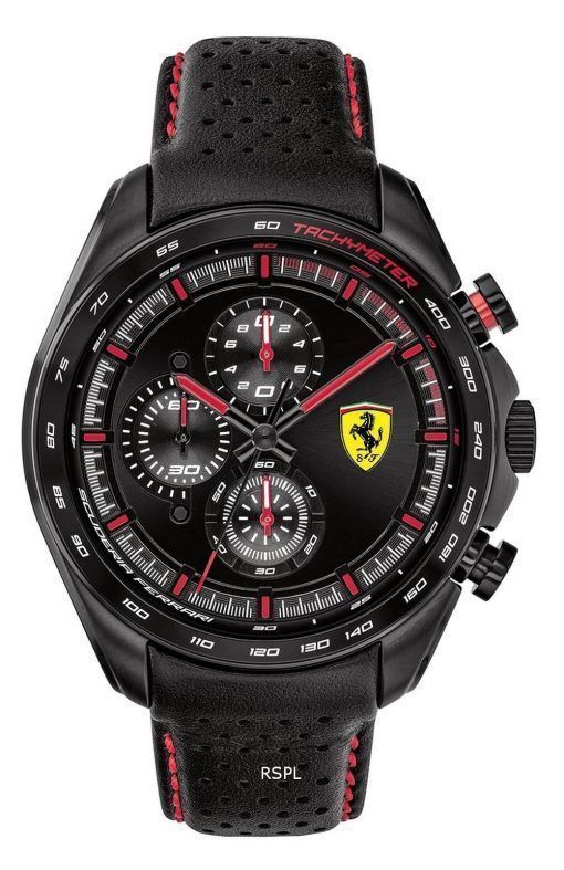 페라리 Scuderia Speedracer 크로노그래프 가죽 스트랩 쿼츠 0830647 남성용 시계