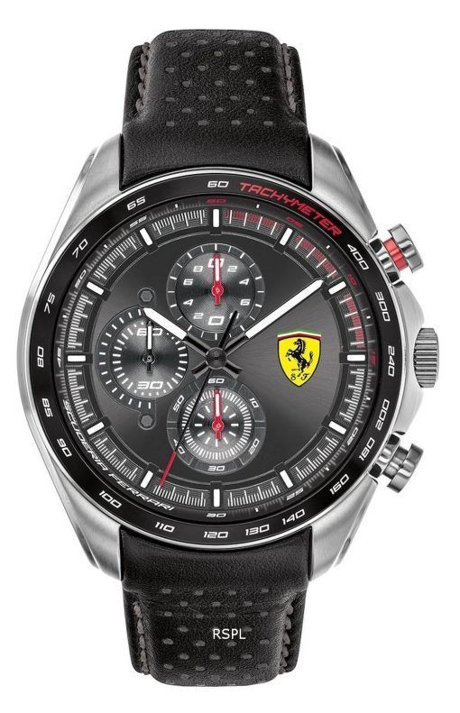 페라리 Scuderia Speedracer 크로노그래프 가죽 스트랩 쿼츠 0830648 남성용 시계