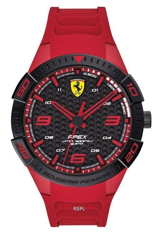 페라리 Scuderia Apex Black 다이얼 실리콘 밴드 쿼츠 0830664 남성용 시계