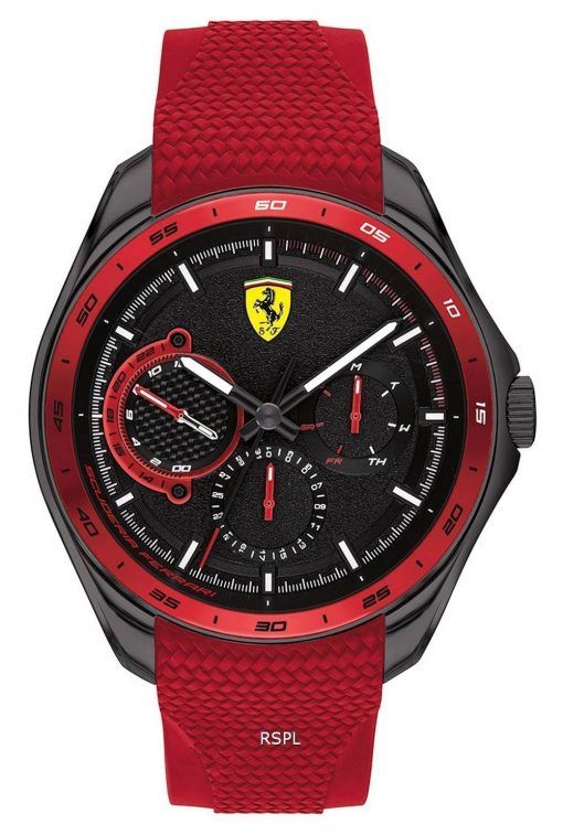 페라리 Scuderia Speedracer 블랙 다이얼 실리콘 밴드 쿼츠 0830681 남성용 시계
