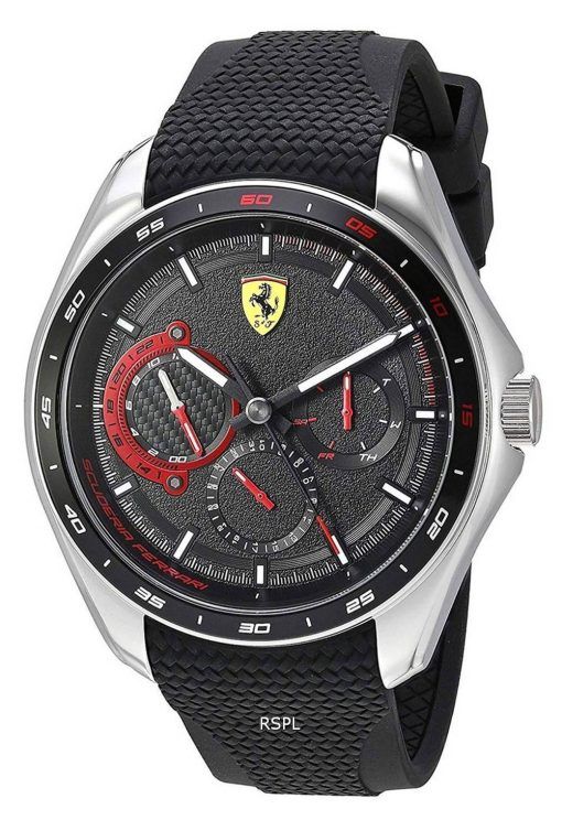 페라리 Scuderia Speedracer 블랙 다이얼 실리콘 밴드 쿼츠 0830683 남성용 시계