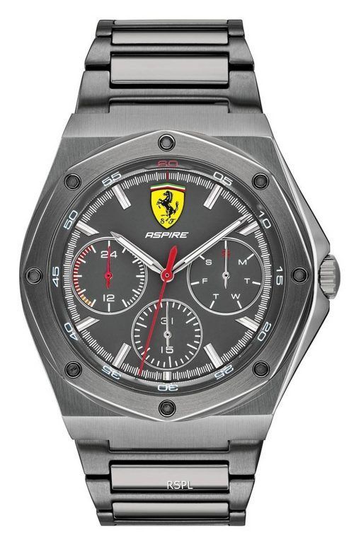 페라리 Scuderia Aspire 그레이 다이얼 스테인레스 스틸 팔찌 쿼츠 0830695 남성용 시계