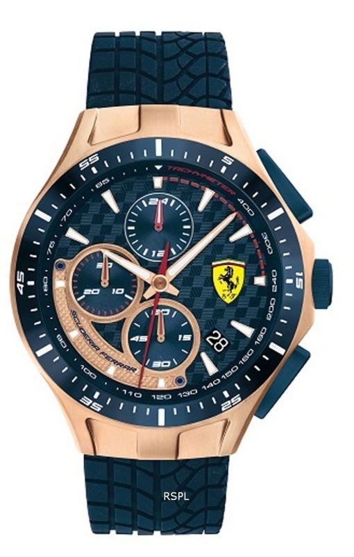 페라리 Scuderia Race Day 크로노그래프 블루 다이얼 쿼츠 실리콘 밴드 0830699 남성용 시계