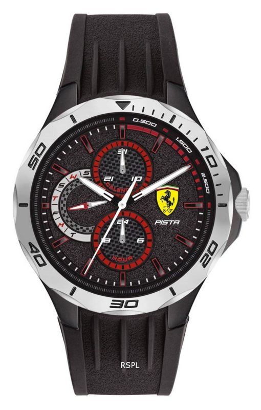 페라리 Scuderia Pista 블랙 다이얼 실리콘 밴드 쿼츠 0830722 남성용 시계