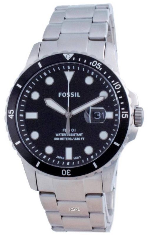 Fossil FB-01 검은 색 다이얼 스테인레스 스틸 쿼츠 FS5805SET 100M 남성용 시계