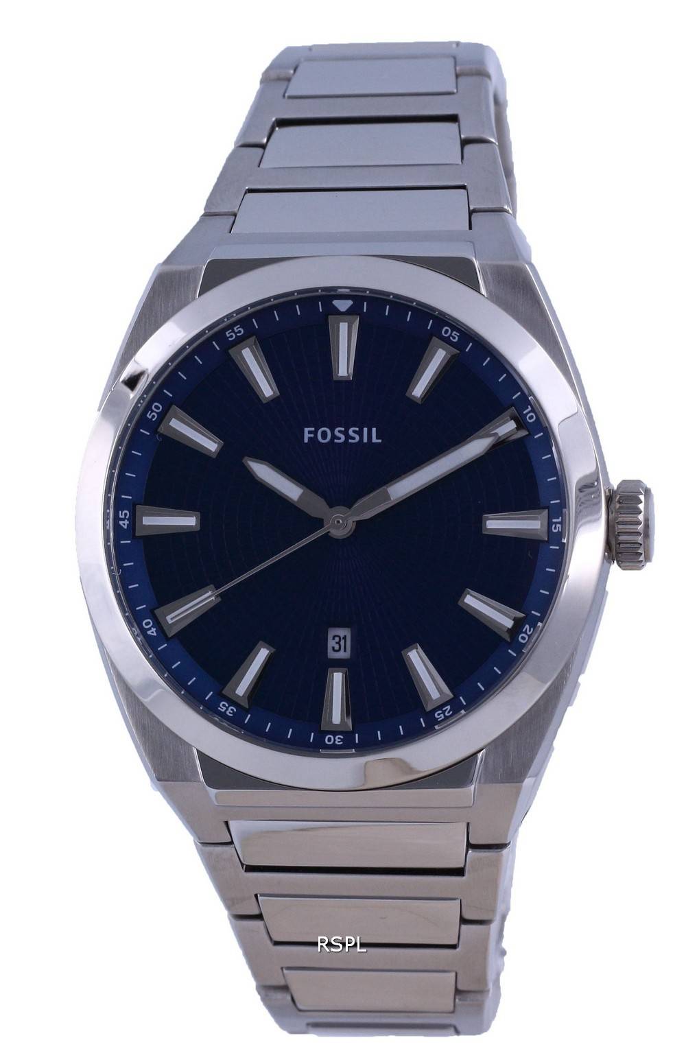 화석 Everett 블루 다이얼 스테인레스 스틸 쿼츠 FS5822 남성용 시계