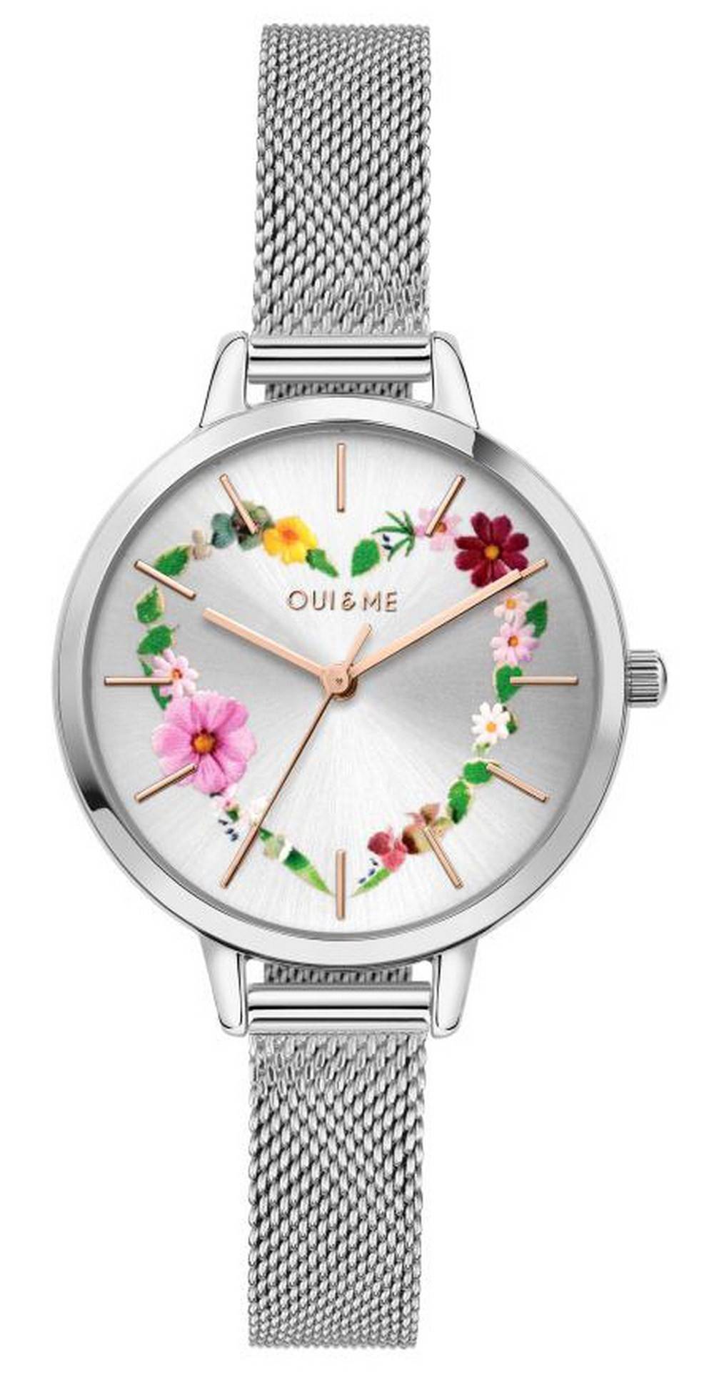 Oui &amp, Me Petite Fleurette 은 다이얼 스테인레스 스틸 쿼츠 ME010006 여성용 시계