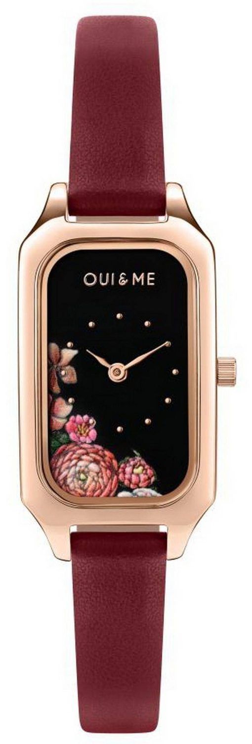 Oui &amp, Me Finette 블랙 다이얼 가죽 스트랩 쿼츠 ME010124 여성용 시계
