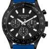 Trussardi T-Logo Tachymeter 블랙 다이얼 실리콘 스트랩 쿼츠 R2451148001 남성용 시계