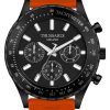 Trussardi T-Logo Tachymeter 블랙 다이얼 실리콘 스트랩 쿼츠 R2451148003 남성용 시계