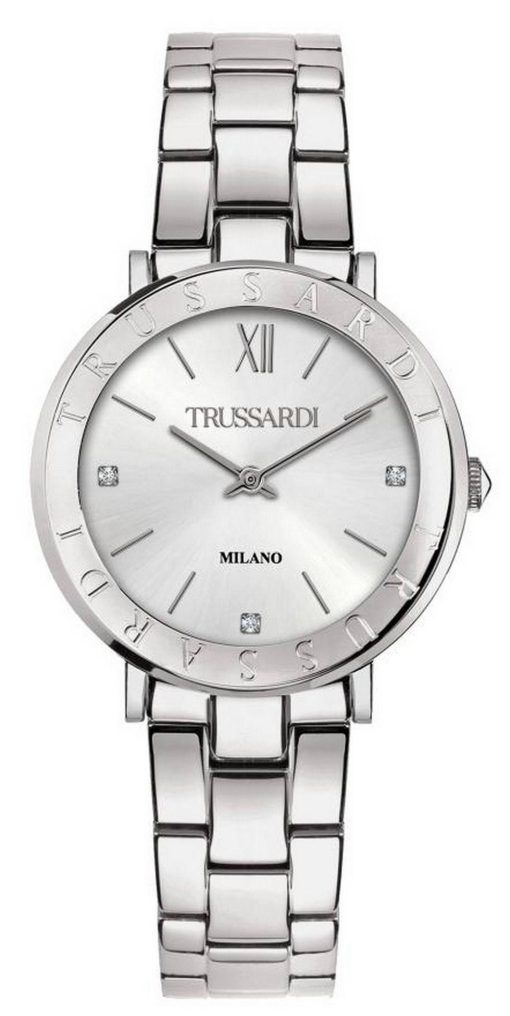 Trussardi T-Vision 크리스탈 액센트 스테인레스 스틸 쿼츠 R2453115508 여성용 시계