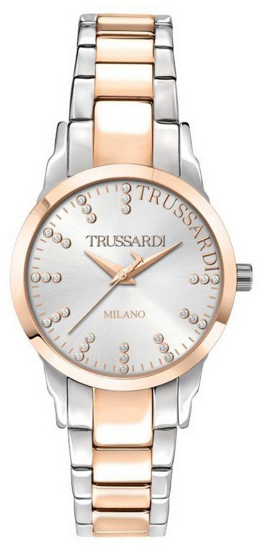 Trussardi T-Bent Crystal Accents Two Tone 스테인리스 스틸 쿼츠 R2453141501 여성용 시계