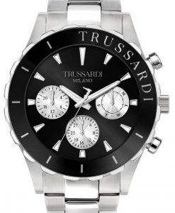 Trussardi T-Logo 검은색 다이얼 스테인리스 스틸 쿼츠 R2453143004 100M 남성용 시계