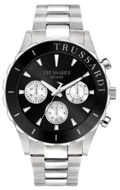 Trussardi T-Logo 검은색 다이얼 스테인리스 스틸 쿼츠 R2453143004 100M 남성용 시계