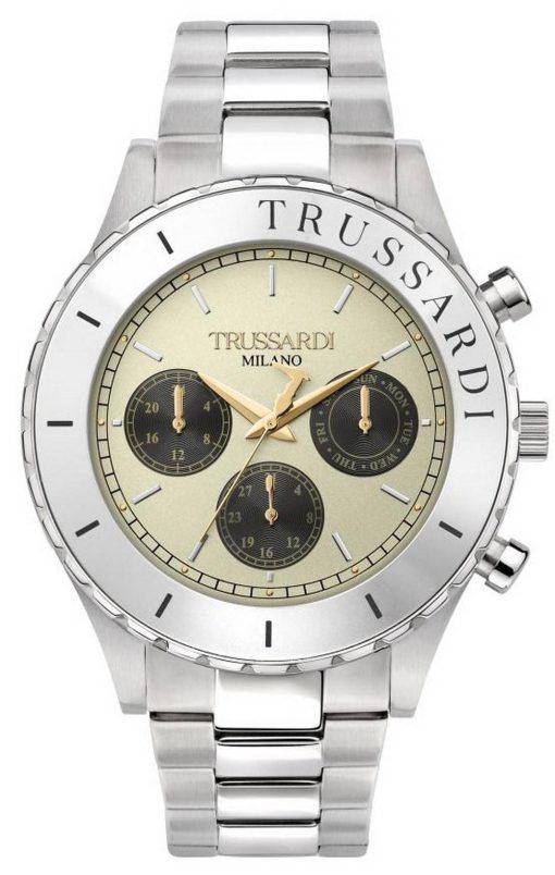 Trussardi T-로고 베이지색 다이얼 스테인레스 스틸 쿼츠 R2453143005 남성용 시계