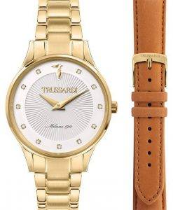 Trussardi Gold Edition Crystal Accents 화이트 다이얼 쿼츠 R2453149501 여성용 시계