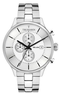 Trussardi T-Complicity 크로노그래프 은 다이얼 스테인레스 스틸 R2473630004 남성용 시계