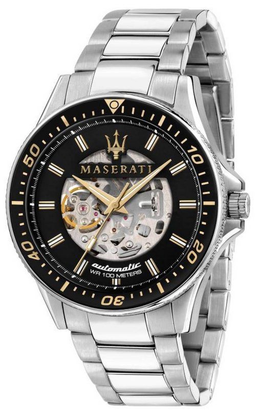 Maserati Sfida Skeleton Black 다이얼 스테인레스 스틸 오토매틱 R8823140002 100M 남성용 시계