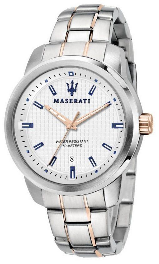 Maserati Successo 화이트 다이얼 스테인레스 스틸 쿼츠 R8853121005 남성용 시계
