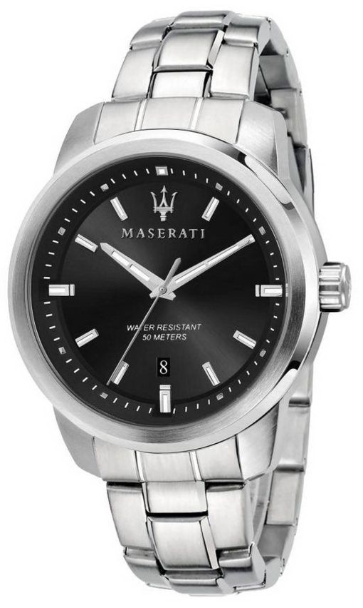 Maserati Successo 검은색 다이얼 스테인리스 스틸 쿼츠 R8853121006 남성용 시계