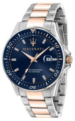 Maserati Sfida 파란색 다이얼 Two Tone 스테인리스 스틸 쿼츠 R8853140003 100M 남성용 시계