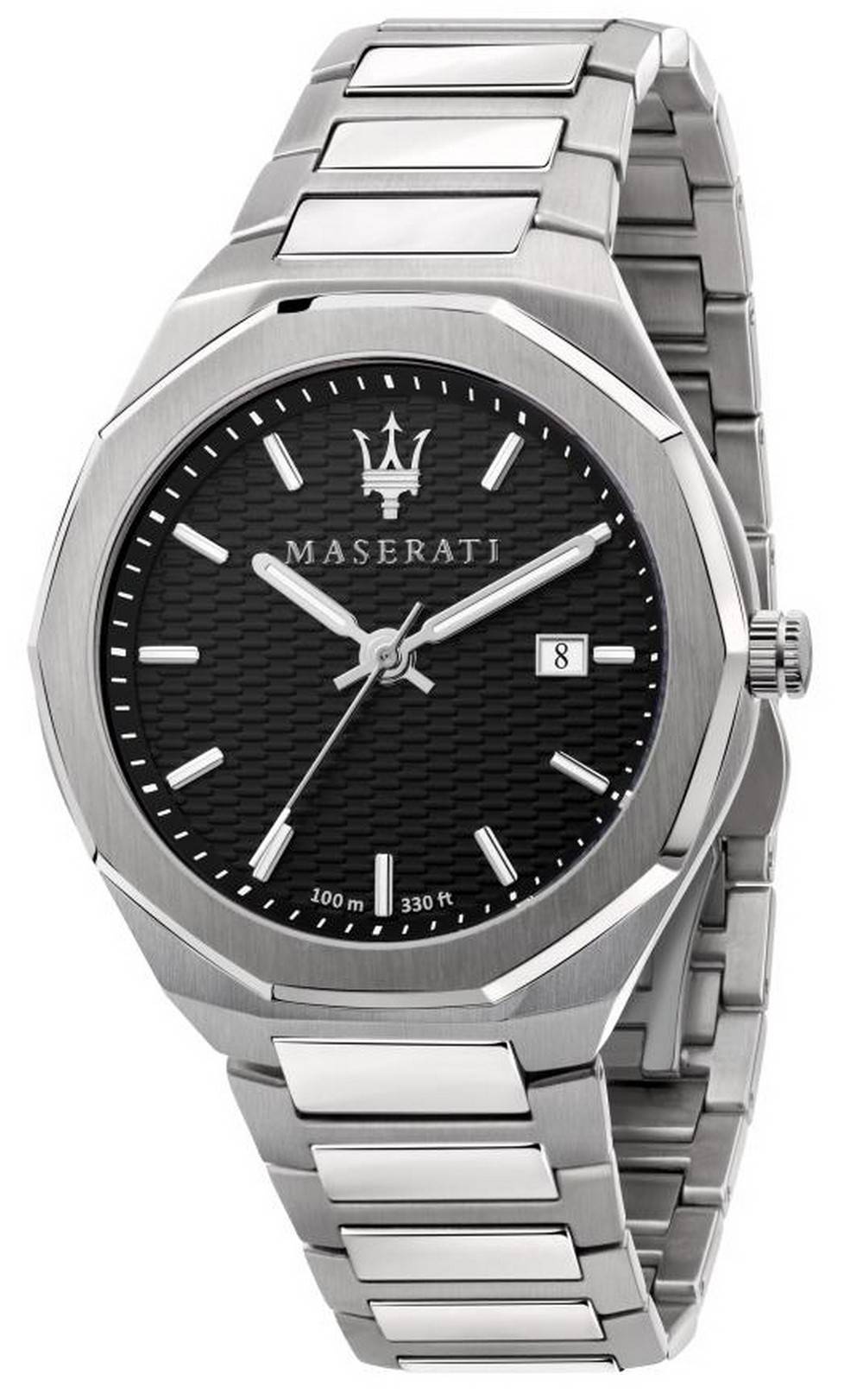 Maserati Stile 검은색 다이얼 스테인리스 스틸 쿼츠 R8853142003 100M 남성용 시계
