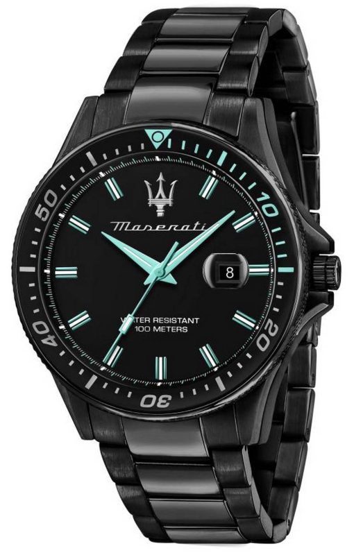Maserati Aqua Edition Black 다이얼 스테인리스 스틸 쿼츠 R8853144001 100M 남성용 시계