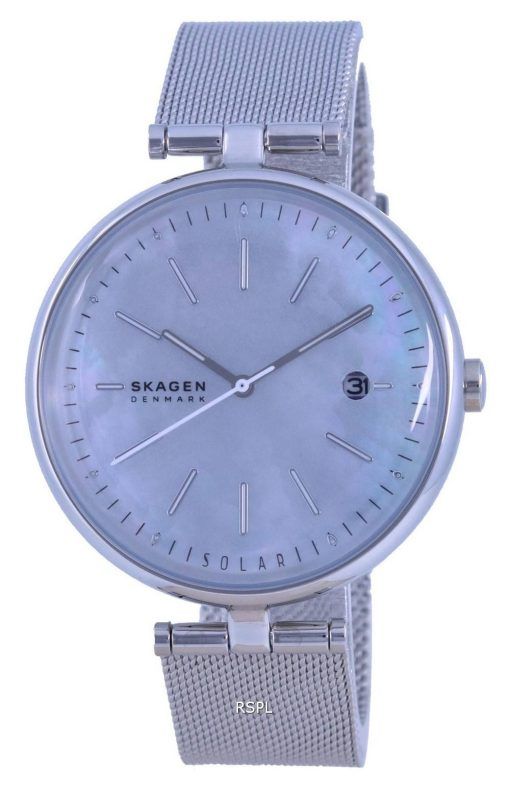 Skagen Karolina 마더 오브 펄 다이얼 스테인레스 스틸 Solar SKW2979 여성용 시계