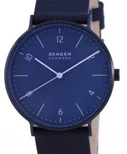 Skagen Aaren Naturals 블루 다이얼 가죽 스트랩 쿼츠 SKW6727 남성용 시계