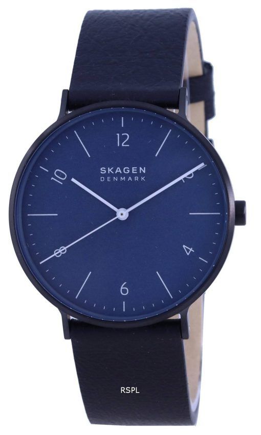 Skagen Aaren Naturals 블루 다이얼 가죽 스트랩 쿼츠 SKW6727 남성용 시계
