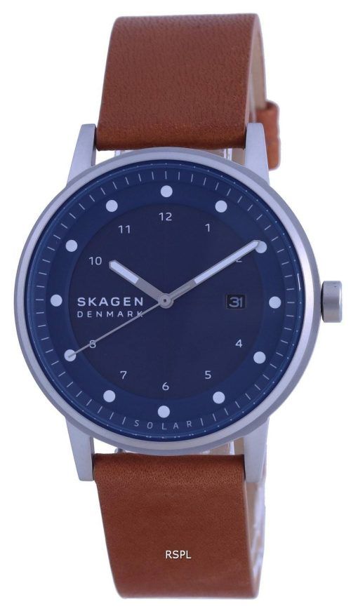 Skagen Henriksen 블루 다이얼 가죽 스트랩 솔라 SKW6739 남성용 시계