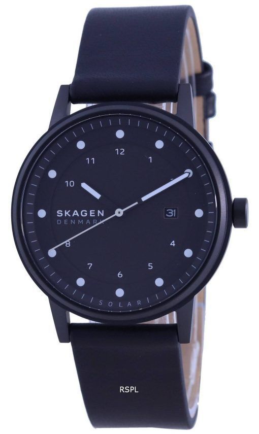 Skagen Henriksen 블랙 다이얼 가죽 스트랩 Solar SKW6740 남성용 시계