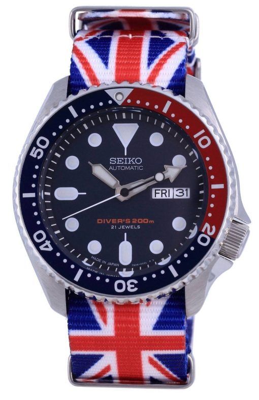 세이코 오토매틱 다이버&#39,s 폴리에스터 Japan Made SKX009J1-var-NATO28 200M 남성용 시계