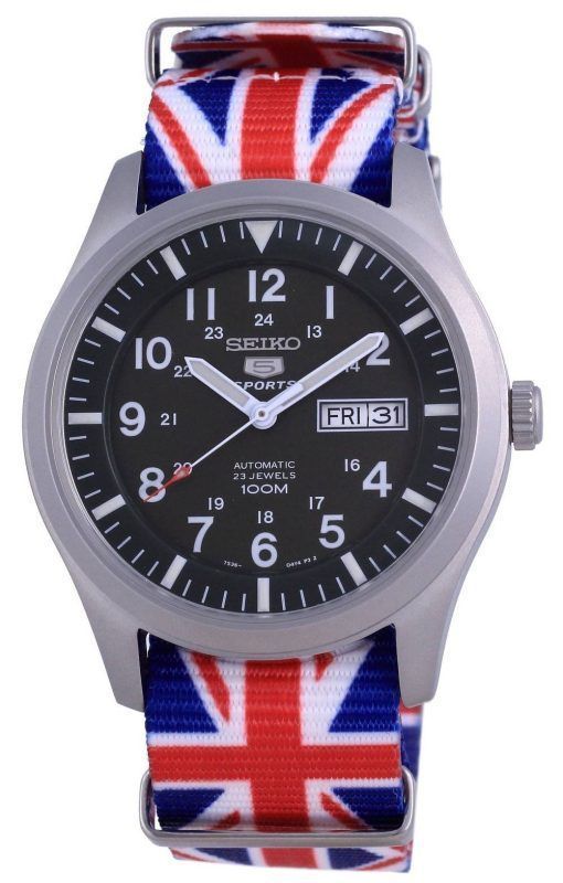 Seiko 5 스포츠 군용 오토매틱 폴리에스터 SNZG09K1-var-NATO28 100M 남성용 시계