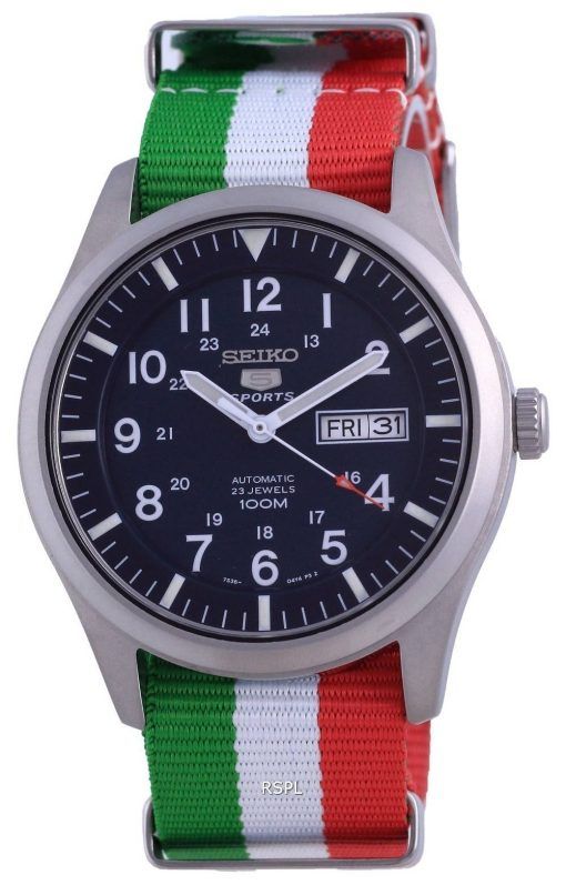 Seiko 5 스포츠 오토매틱 폴리에스터 SNZG11K1-var-NATO23 100M 남성용 시계