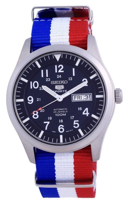 Seiko 5 스포츠 오토매틱 폴리에스터 SNZG11K1-var-NATO25 100M 남성용 시계